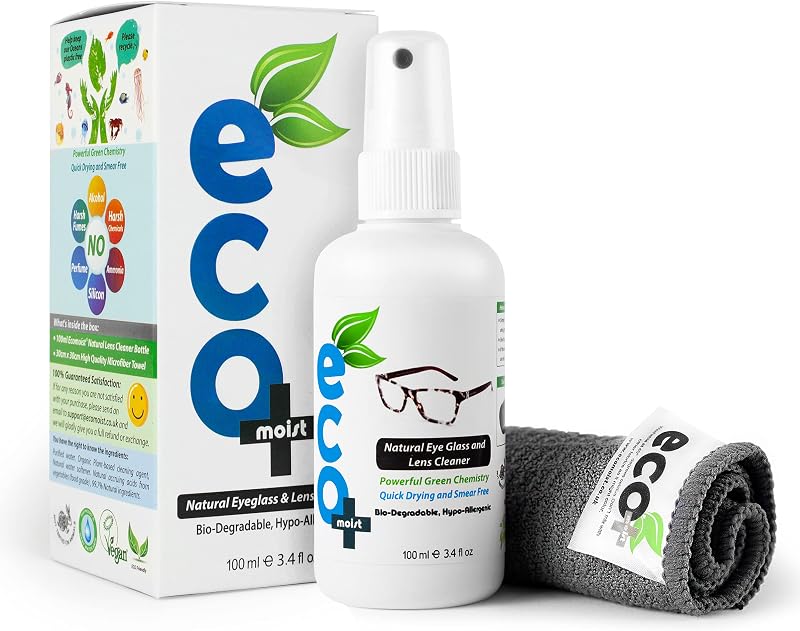 Ecomoist Natural Lens Cleaner 100ml – Alcohol-Free with Microfibre Cloth