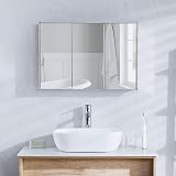 Bath Vida Tiano Triple Mirror Wall Mounted Stainless Steel Bathroom Cabinet view 4