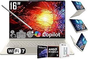 Lenovo Yoga 7 2-in-1 AI PC Copilot+ Laptop, 16" 2K LCD Touchscreen, AMD 8-Core Ryzen AI 7 350, 16GB LPDDR5X, 1TB SSD, WiFi 7, Backlit KB, Fingerprint, 1080P Webcam, W/128 PSD, Win 11 PRO
