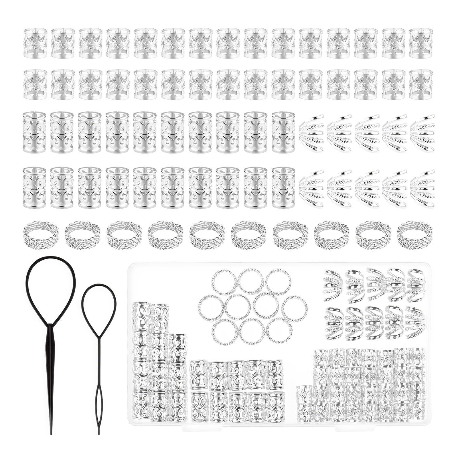 maxtachi 70 Pieces Dreadlocks Jewellery, Adjustable Hair Jewellery for Braids, Dreadlock Accessories for Girl Women Men Hair Braids Decoration Party Music Festival, Hair Charms forBraiding