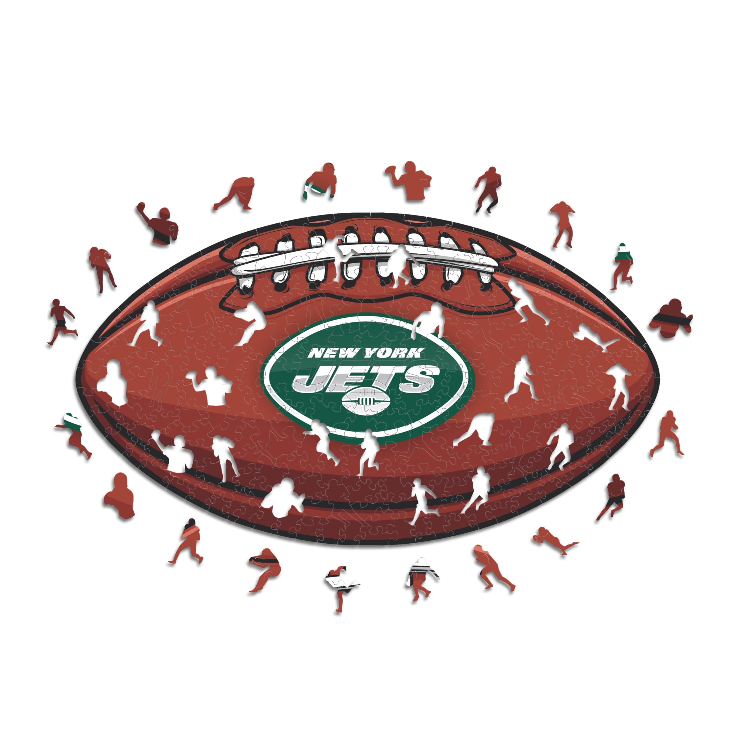 Iconic Puzzles, New York Jets crest, 100% eco-sustainable wooden puzzle with official license NFL, size M, 270 pieces
