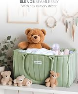 Love & Lullabies Nappy Caddy Organiser Sage Green Quilted Baby Basket view 4