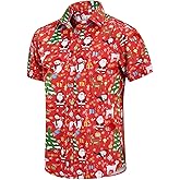 EUOW Men's Hawaiian Shirt Short Sleeve Printed Button Down Summer Beach Dress Shirts