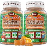 Kids Teens Calcium Gummies + Vitamin D3 K2 + B12 + DHA Gummy, for Children &amp; Teenager Boys Girls Ages 6-17 Years Old, Back to School Routine Daily Nutrition, Bone Energy Brain, Sugar Free, 2Pack