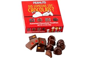 Peanuts Snoopy Gifts Chocolate Truffle Gift Box, Chocolate Gift Set, Chocolate Belgian Milk Truffles Gift Box, Charlie Brown Gift Set, 12 Assorted Chocolate Truffles by Astor Chocolate