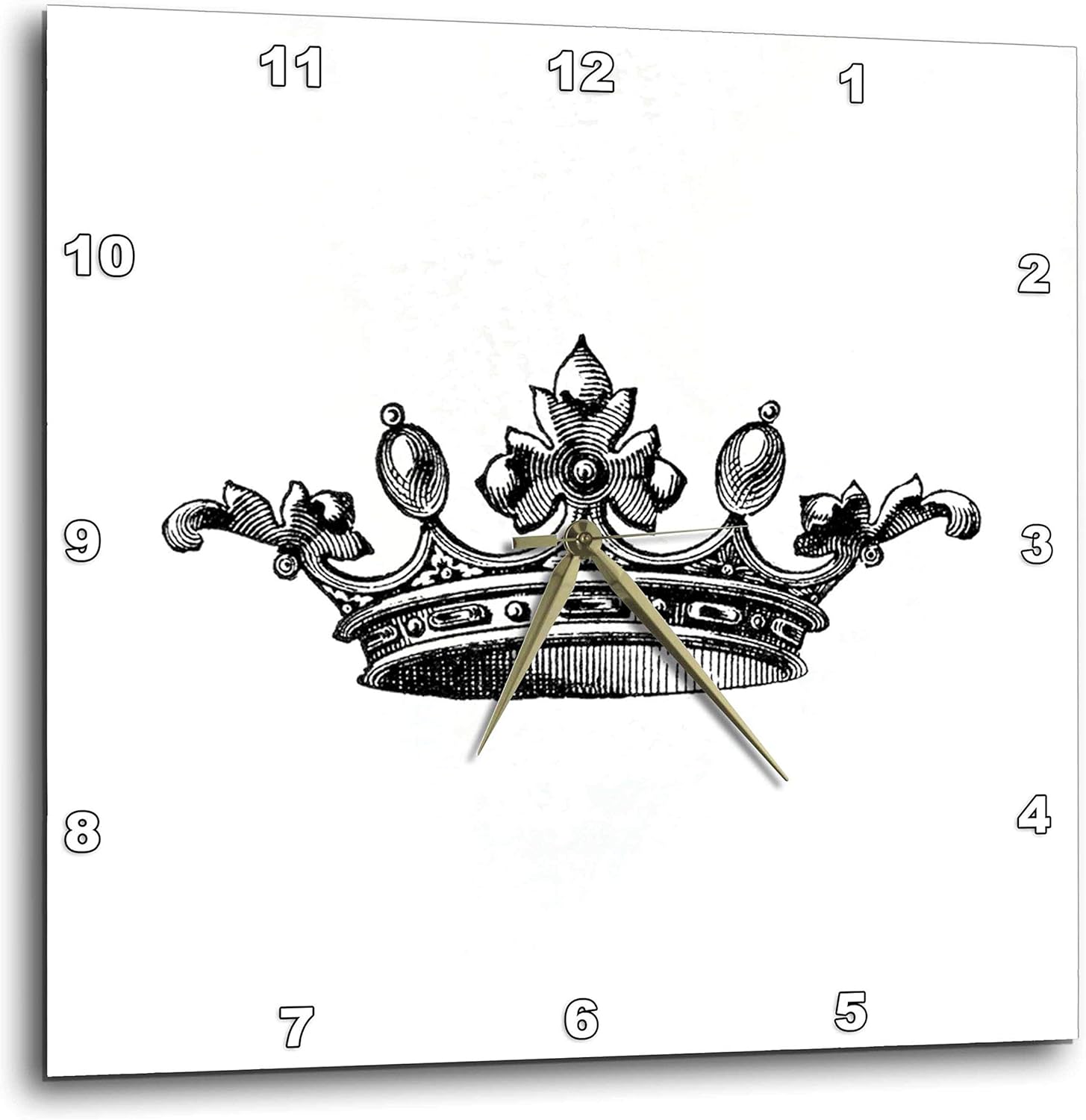 Amazon Com 3drose Dpp 2 Majestic Crown Black White Drawing Royal Tiara Like Crown Vintage Art King Queen Princess Wall Clock 13 By 13 Home Kitchen