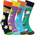 HSELL Mens Fun Patterned Dress Socks Funny Novelty Crazy Design Cotton Socks Gift for Men
