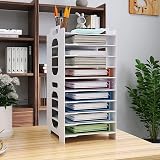 PUNCIA 10-Tier A4 Paper Tray Desk Organizer White Office Storage Rack view 3