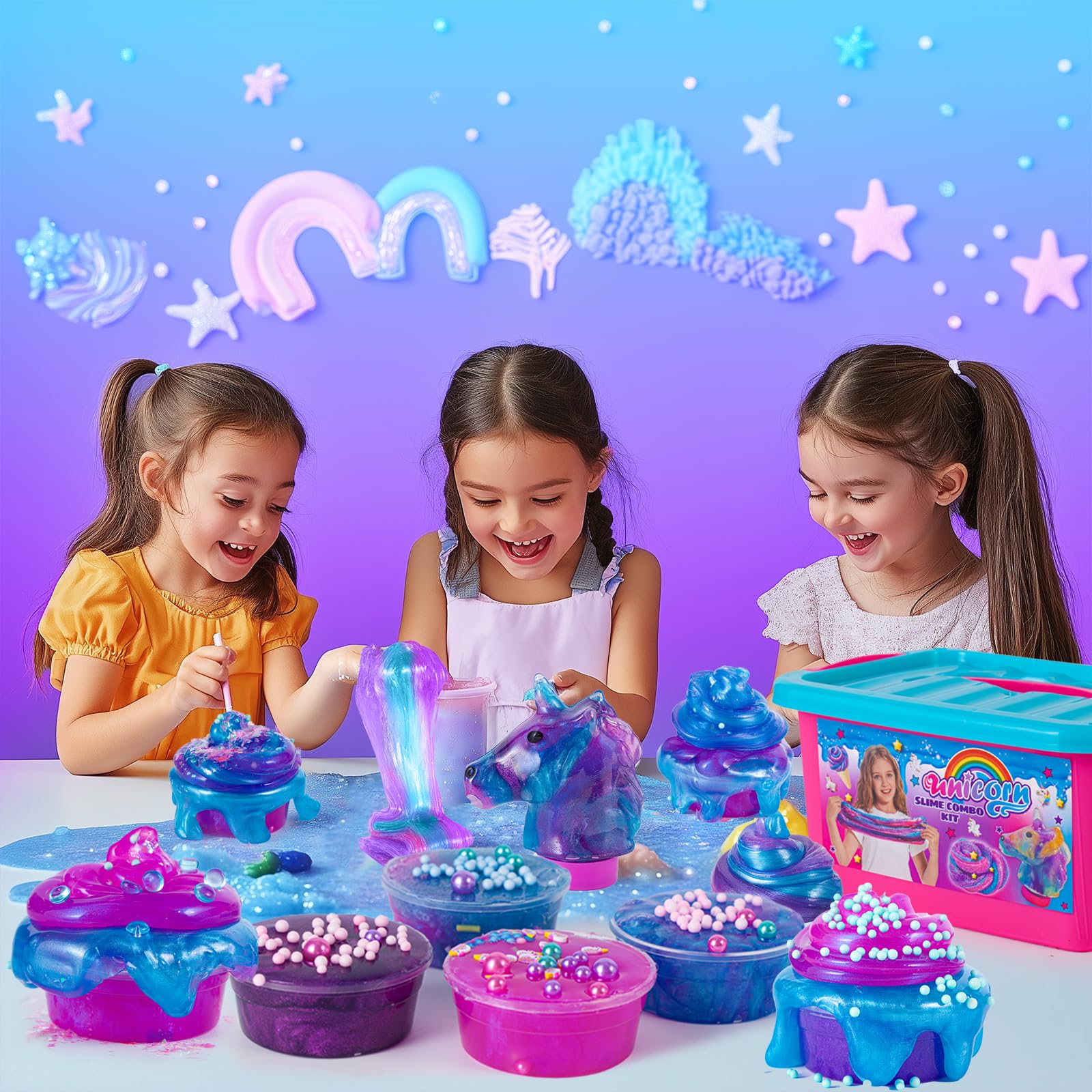 ZOnFRTO Mini Unicorn Slime Kit for Girls - Glimmer Crunchy, Butter, and Galaxy Slime for Kids 6-12 - Party Favors for Children