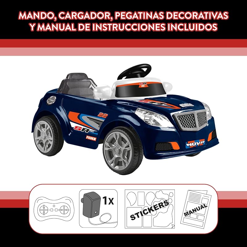 – Twinkle Car R/C BLU SCURO, Auto elettrica radiocomandata, batteria da 12 V, telecomando incluso con portata 10 m, autonomía 45 min, peso massimo 25 kg, età da 3 a 6 anni — foto 7 di 8