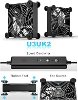 upHere U3UK2 Dual 120mm USB Cooling Fan 4 Speed 1600RPM Receiver DVR PS5 Xbox view 5