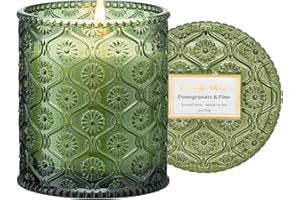 LA JOLIE MUSE Christmas Candles | Pine & Pomegranate Candle | Lemon, Pomegranate & Pine | 6 oz Natural Soy Wax | 40 Hours Clean Burn | Gift-Ready for Hosts, Gatherings | Elegant Home Décor