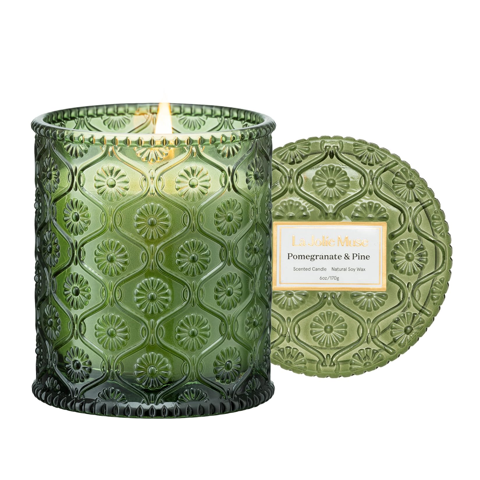 LA Jolie Muse Pomegranat Pine Scented Candle, Holiday Candle Gifts, Candles for Home Scented, 40 Hours Burn Time — image 1
