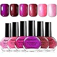 OpenLive 10ml 6 Colors Red Glitter Nail Polish Set Glitter Rose Red Pink Deep Purple Series Nail Polish Gifts for Women