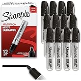 Sharpie 15001 KING SIZE Marker Permanent, Permanent Marker Chisel, 12 Pack, Black Ink (1943572)