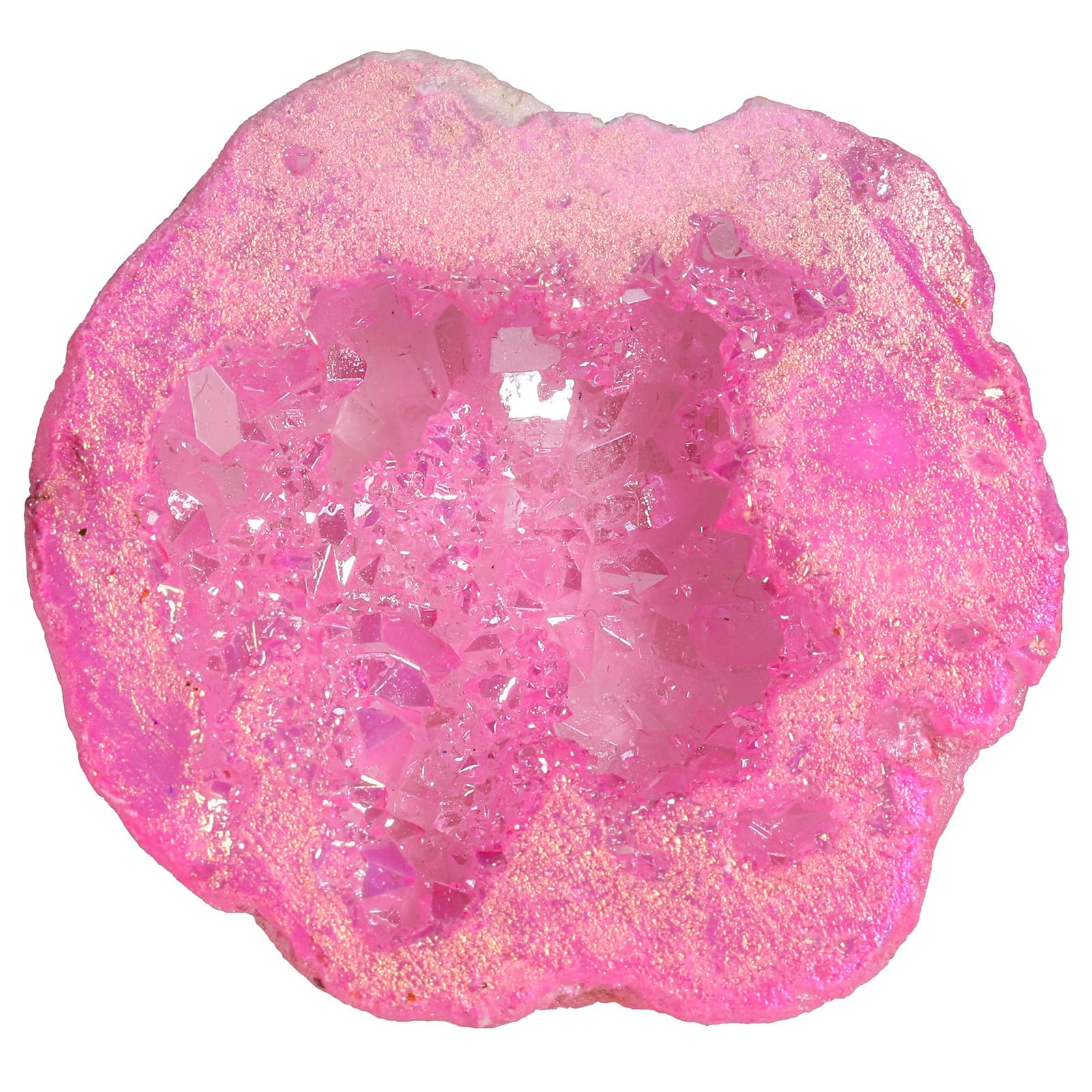 KYEYGWO Natural Crystal Raw Geode Stone, Irregular Quartz Mineral Cluster Specimen Home Decoration Gemstone for Reiki Meditation, Pink