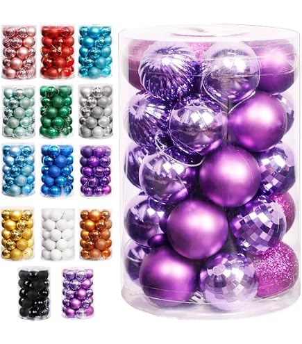 Amazon.com: 34ct Purple Mini Christmas Ball Ornaments Shatterproof