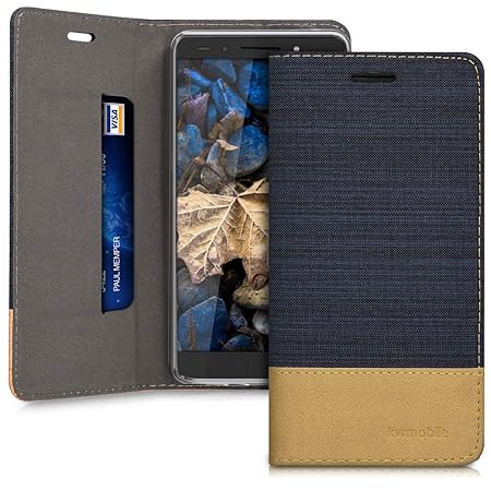 kwmobile Huawei Honor 7 / Honor 7 Premium Hülle - Stoff Handy Cover Case mit Ständer - Schutzhülle für Huawei Honor 7 / Honor