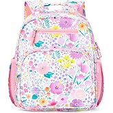 mibasies Kids Backpack for Girls: Girls Backpack 5-8 - Kindergarten Elementary School Bookbag for Girl - Flower Pink