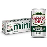 Canada Dry Zero Sugar Ginger Ale Soda, 7.5 fl oz Mini Cans, 10 Pack