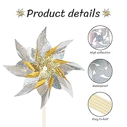 10 Pack Reflective Pinwheels for Yard and