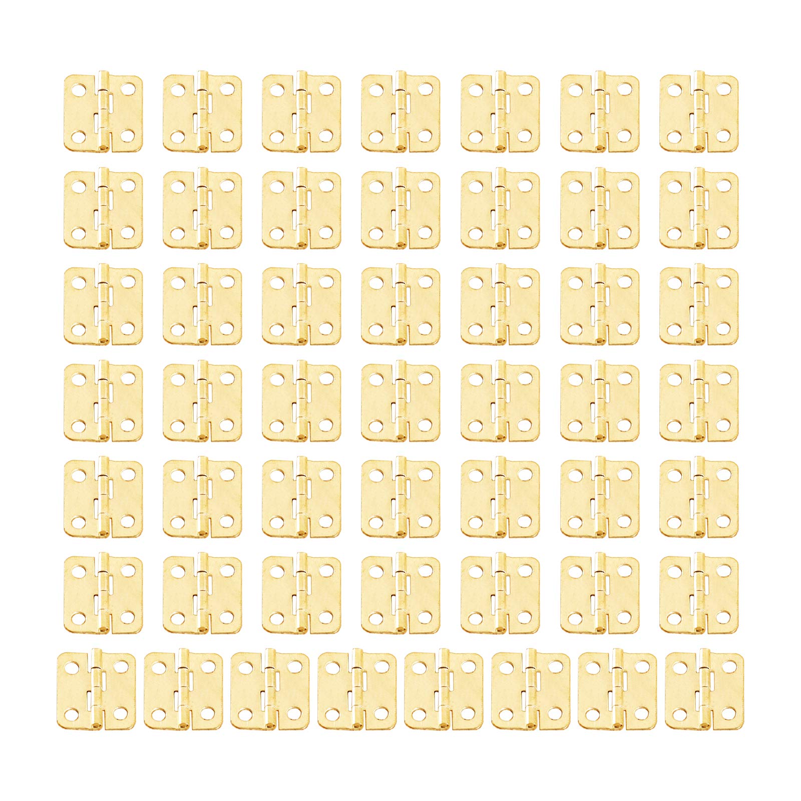 Dophee 50PCS Mini Hinges, 16x13mm Folding Butt Hinges Gold Metal Furniture Cabinet Hinges with Screws for Decorative DIY Crafts Jewellery Wooden Box Toys Drawer