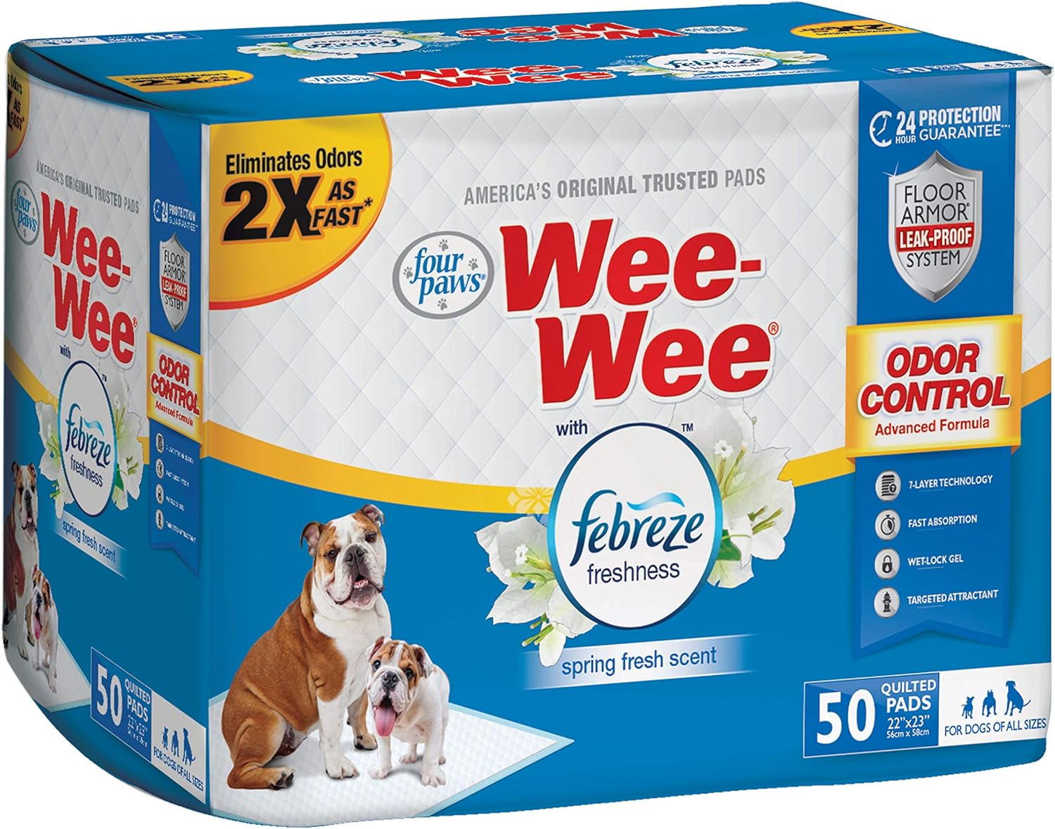 Wee-Wee Puppy Training Pee Pads 50-Count 22" x 23" Standard Size Pads with Febreze : Pet Supplies
