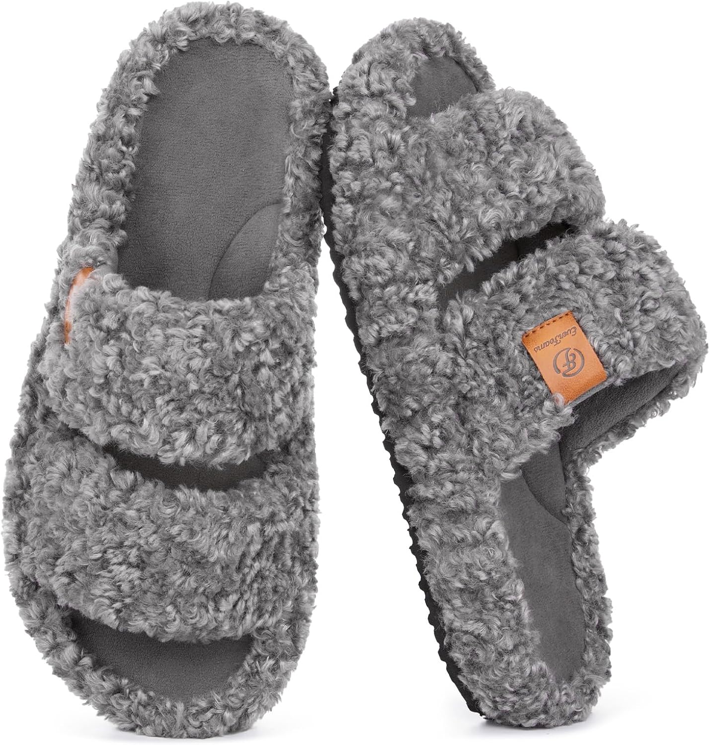 Cozy Fuzzy Memory Foam Open-Toe Slippers for Women