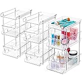 3-Pack Clear Bathroom Organizer Under Sink – 3-Tier Slide-Out Drawer Storage Shelf for Toiletries, Makeup, Hair Products | Compact Acrylic Under Sink Organizer for Bathroom Cabinet Organization