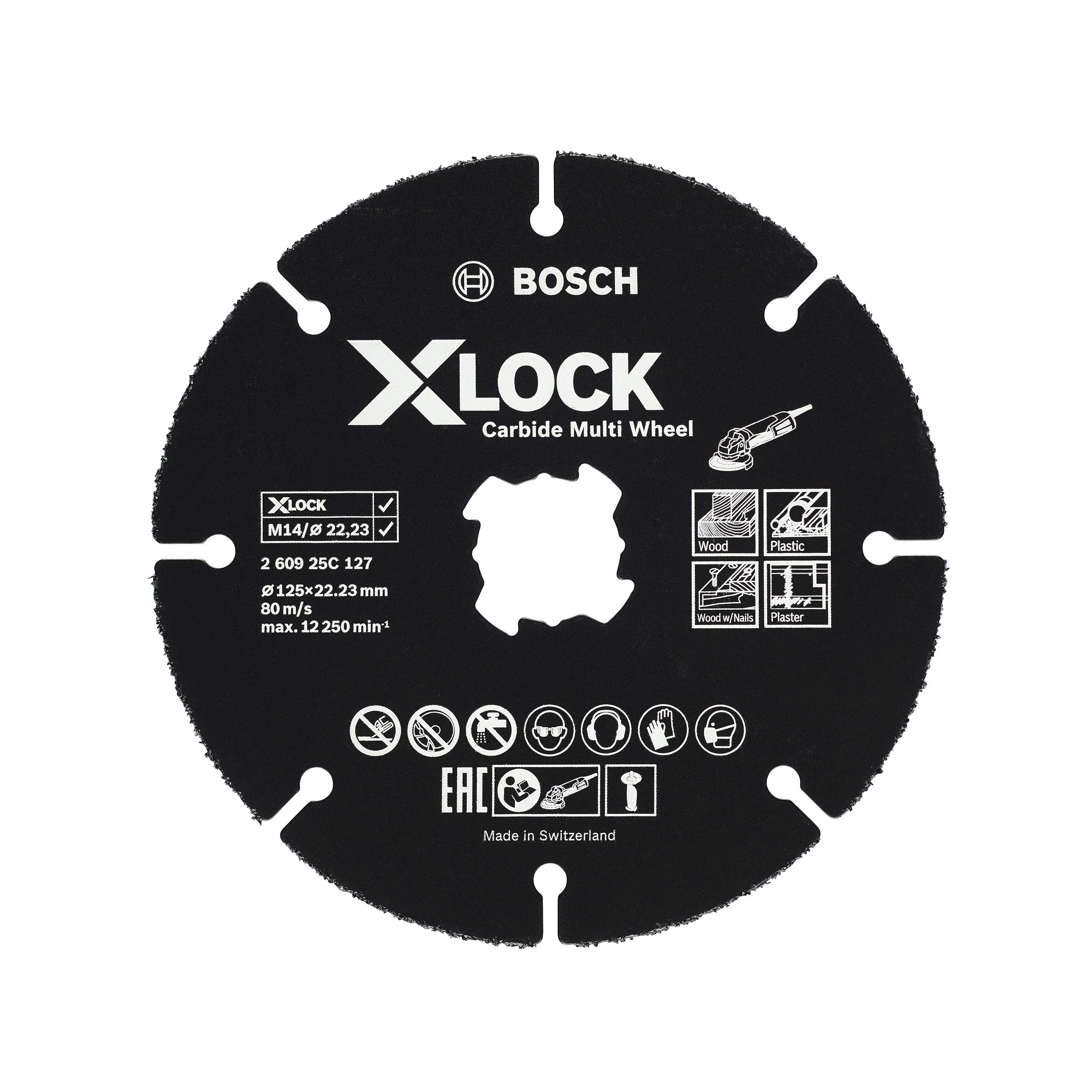 Bosch Professional Tungsten Carbide Multi Wheel Cutting Disc (for wood, plastic, plasterboard, copper pipe, X-LOCK, Ø 125 mm, bore Ø 22.23 mm, angle grinder accessories)
