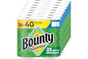 Bounty Paper Towels Quick Size, White, 16 Family Rolls = 40 Regular Rolls