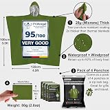 aZengear Emergency Survival Poncho 4pc Thermal Mylar Foil Hooded Green view 2
