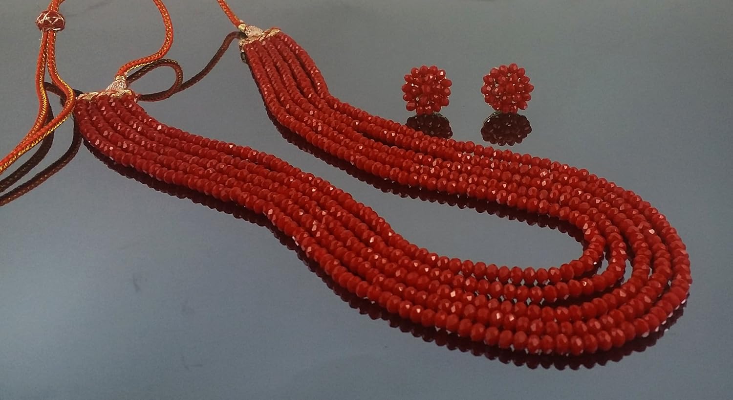 aradhya five layer crystal beads necklace with earrings &hellip;