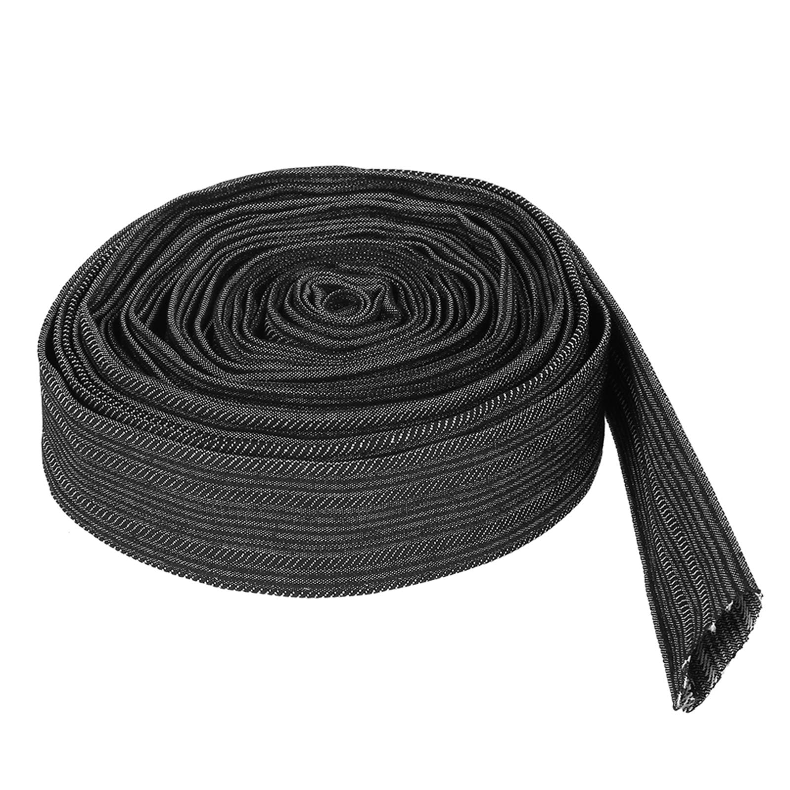 7.5m/25ft Protective Hose Sleeve - Denim Cable Sleeves Protector for Welding Torch, Hydraulic Hose, Black
