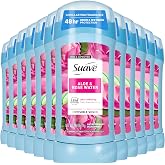 Suave Antiperspirant Deodorant For Women, Invisible Underarm Deodorant, 48hr Odor &amp; Wetness Protection, Aloe &amp; Rosewater, Sensitive Skin Deodorant Solid Stick, 2.6 oz (12 Bulk Pack)