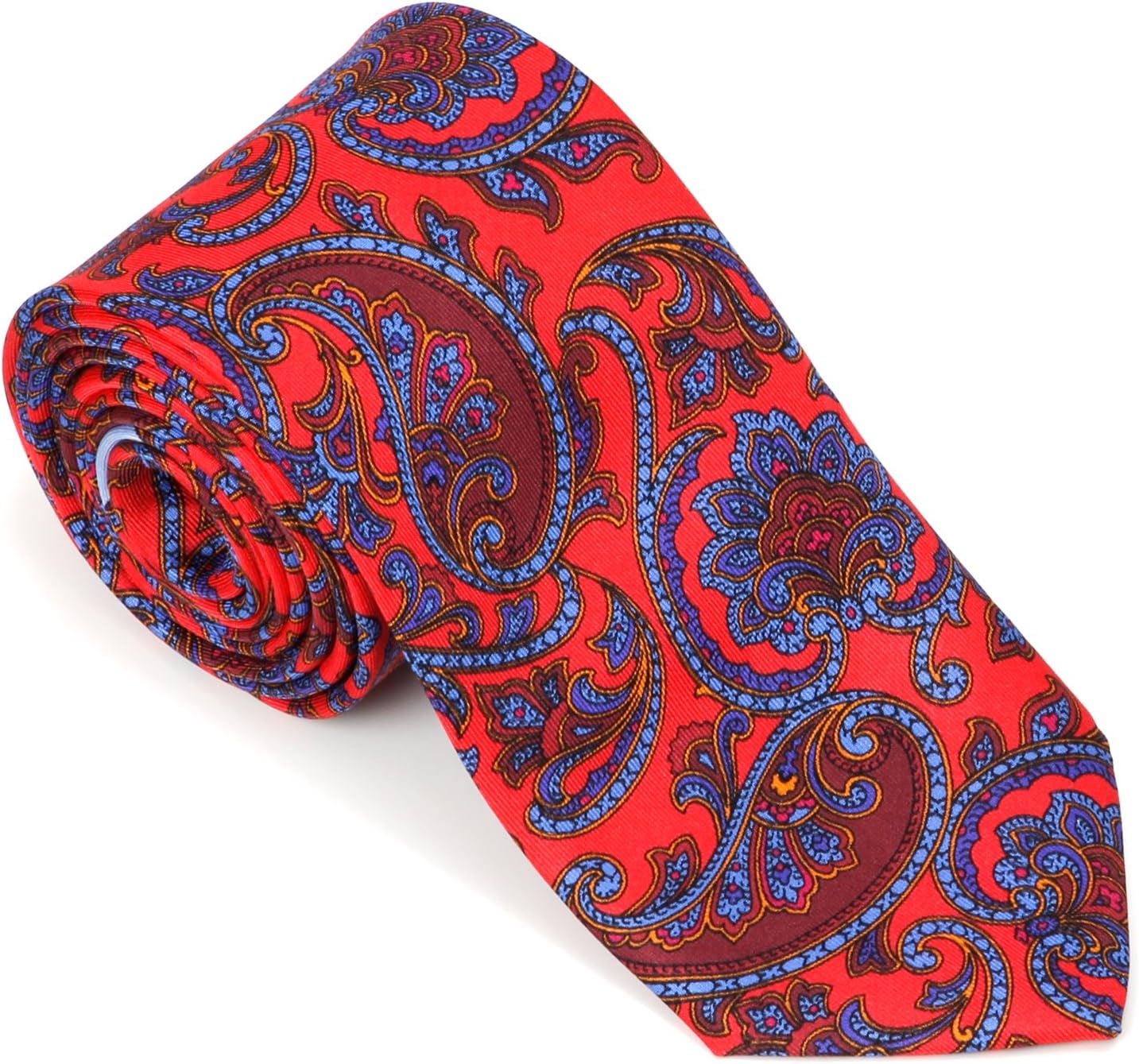Gualtiero-Argenti 100% Silk Made in Italy Designer Paisley Print Necktie (Red)