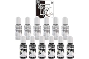 DECORROM White & Black Alcohol Ink Set - 4 Ounce White and Black Alcohol-Based Inks for Adult Hobby, Resin Petri Dish Making, Epoxy Resin Crafts, Yupo Paper - Alcohol Paint Color Dye for Resin Art, Tumbler