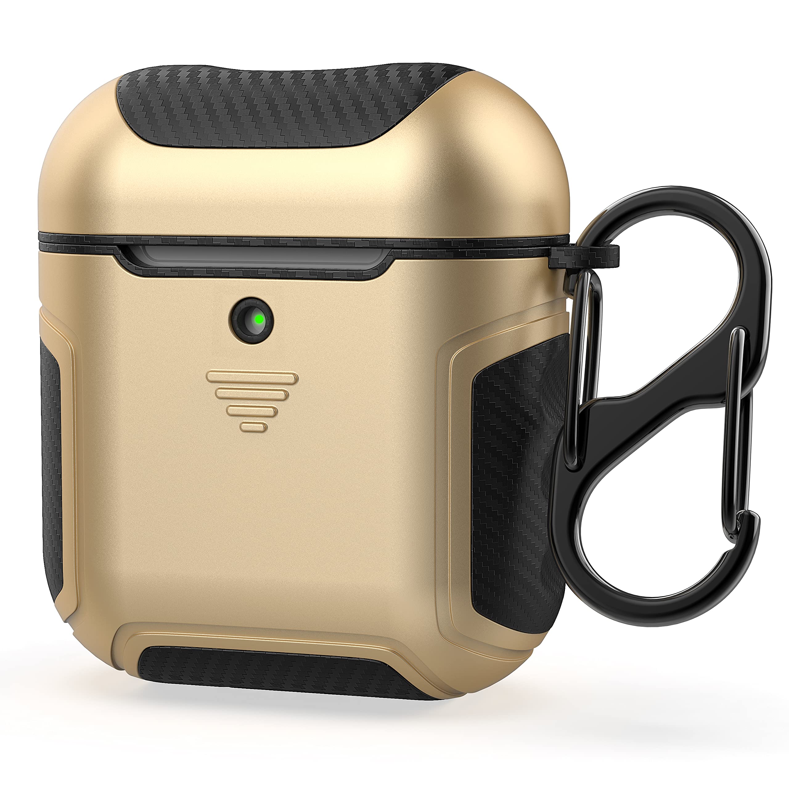 ORETECH AirPods 2 and AirPods 1 Case, Anti-Scratch PC Carbon Fibre Protective Case for AirPods 2/1, Shockproof Gold