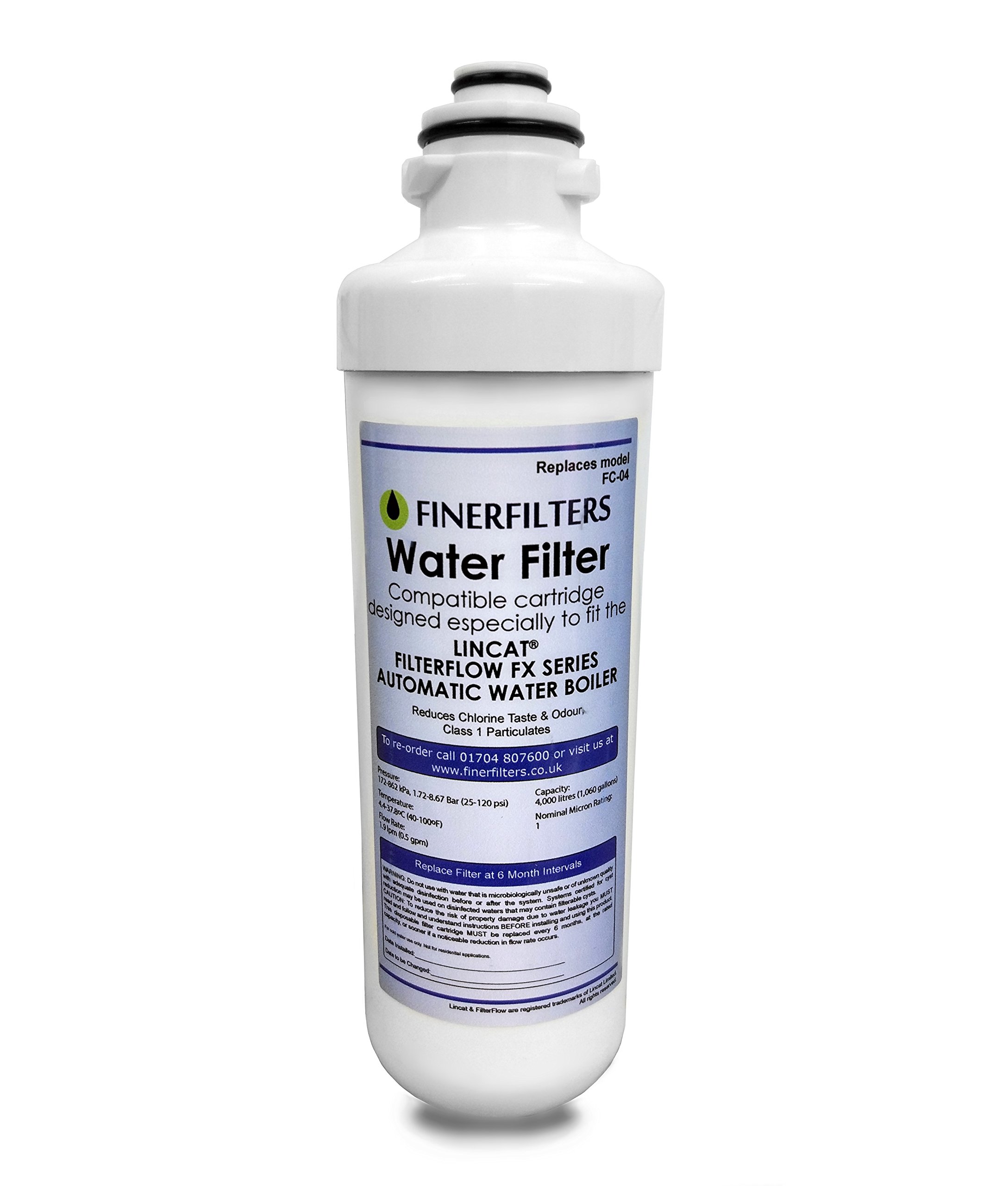 Finerfilters FC04 Water Filter Compatible with All Lincat FilterFlow FX Series Automatic Water Boilers Including EB3FX, EB4FX, EB6FX, EB6TFX, EB3FX/PB, EB3FX/TT (1 Pack)
