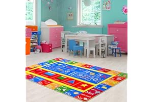 Zacoo Baby Play Mat Kids Rug for Playroom, ABC Alphabet Numbers and Shapes Educational Learning Mat for Classroom, Soft Game Play Area Rug Carpet for Toddler Boys Girls Childern Nursery Room, 5x7 Ft