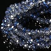 5 Strands 8mm Transparent AB Blue Color Half Plated Faceted Rondelle Beads, Songxi Glass Beads for Keychain Making Necklace Earring Jewelry Making for Gemstone DIY Craft Supplies