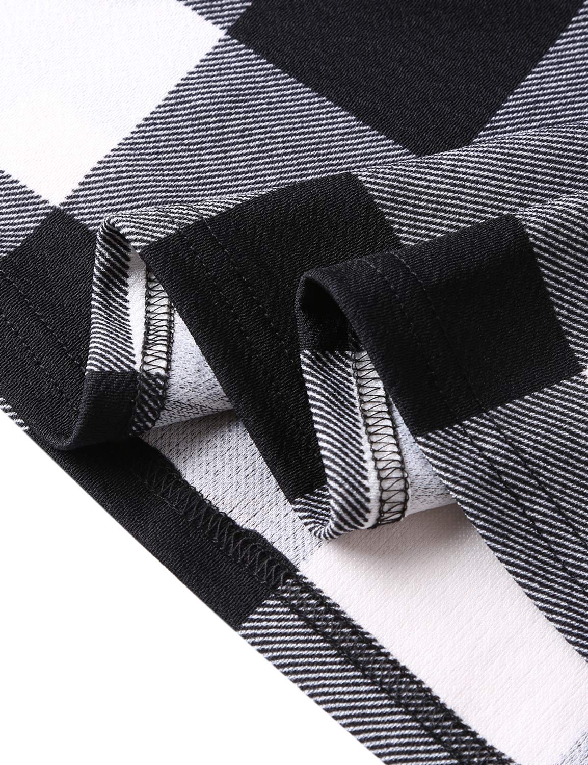 Blooming Jelly Women\'s Plaid Swing Dress Long Sleeve Round Neck Tunic Mini Dress(L,Plaid)