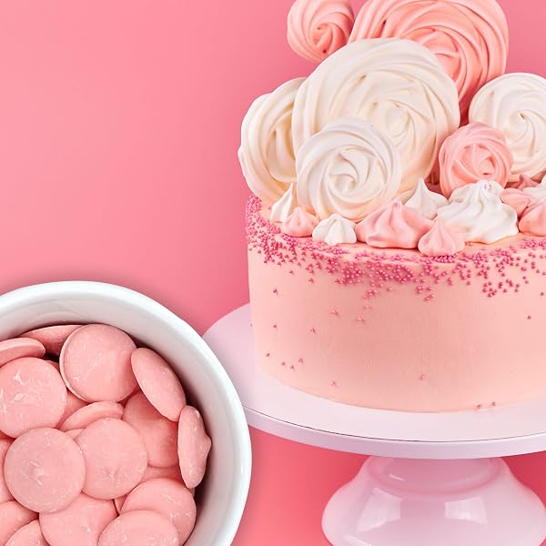 PINK CHOCOLATE MELTING WAFERS, 2LB BULK BAG, PINK CHOCOLATE, PINK CANDY, MELTING CHOCOLATE CANDY DISCS FOR BAKING, DIPPING, DECORATING, BULK CHOCOLATE BAG – THE HAMPTON POPCORN & CANDY COMPANY