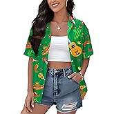 Ithalt Cinco De Mayo Outfit for Women Mexico Mexican Shirt Fiesta Shirts Hawaiian Button Down Blouse Top