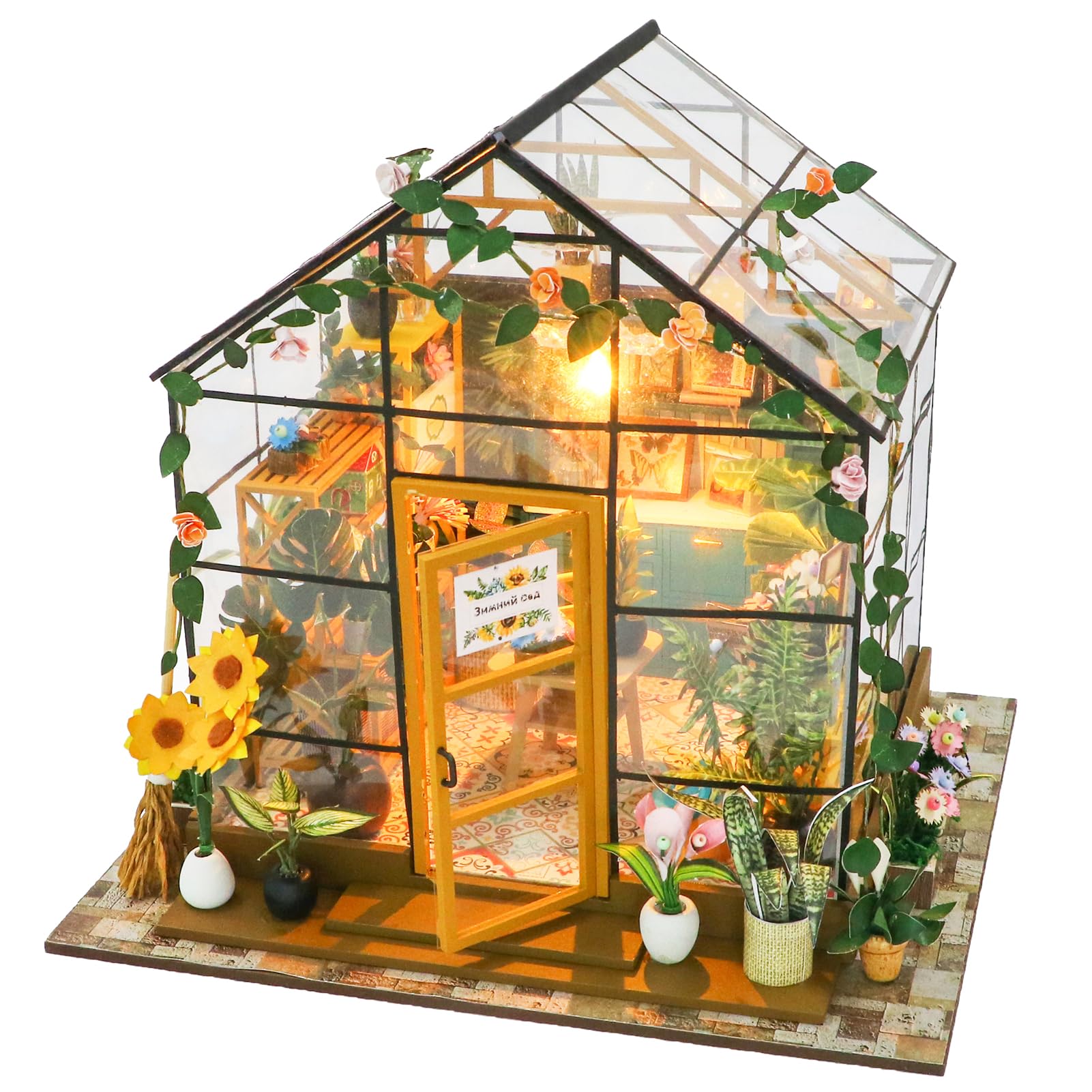 Spilay Diy Miniature House Kit, Wooden Doll House with Furniture & Music Box and LED, Handmade Crafts Gifts for Birthday Christmas and Valentine's Day (PC2306)