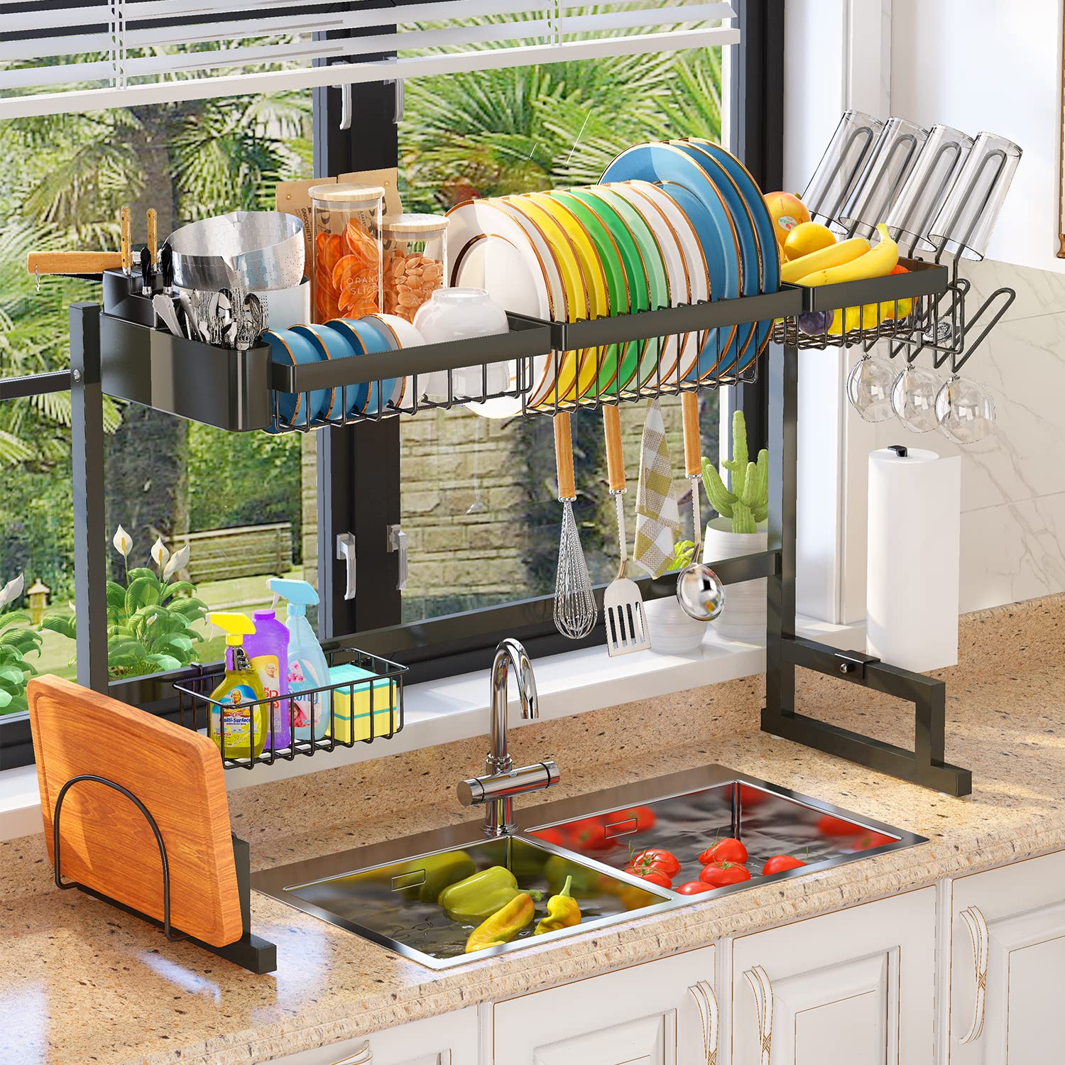 ADBIU Over The Sink Dish Drying Rack (Expandable Height and Length ...
