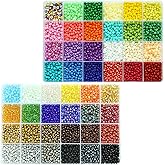 Tibaoffy Glass Seed Beads Assorted Kit - Size 6/0 (4mm Tiny), 48 Multicolor Options (7,200pcs Total) with Organizer Box for Adult DIY Jewelry Making