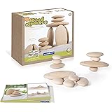 Guidecraft Wood Stackers - River Stones: 20 Natural Building Blocks Set for Children, Develop Fine Motor Skills
