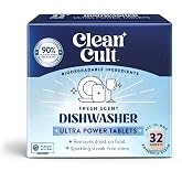 Cleancult Ultra Power Dishwasher Detergent Pods for Sparkling Streak-Free Shine, All-In-One, No Plastic Waste, 32 Count