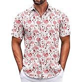 Anyluck Christmas Shirts for Men Short Sleeve Button Down Santa Claus Vacation Hawaiian Shirts